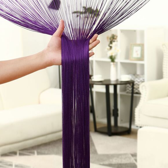 String Curtain Fringe Panel Thread Strip Backdrop Divider for Decor Dark Purple - Picture 6 of 6